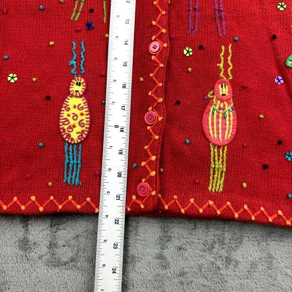 Vintage Susan Bristol Womens Sweater Vest Size Large Funky Retro Embroidered - Picture 5 of 9
